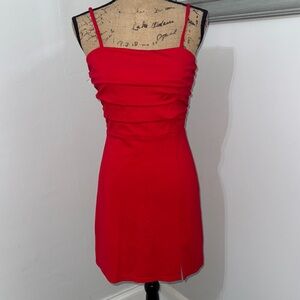 White Birch Bold Red Ruched Mini Dress